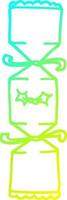 cold gradient line drawing cartoon christmas cracker vector