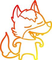 warm gradient line drawing cartoon wolf laughing vector