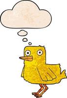 cartoon duck and thought bubble in grunge texture pattern style vector