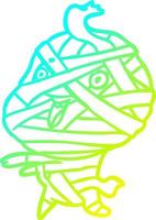 cold gradient line drawing cute cartoon halloween mummy vector