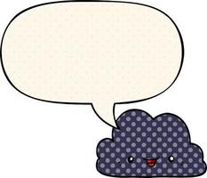 cute cartoon cloud and speech bubble in comic book style vector