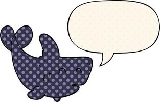 cartoon shark and speech bubble in comic book style vector