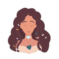 Vector illustration of a sad girl. The girl is depressed, in a sad mood.