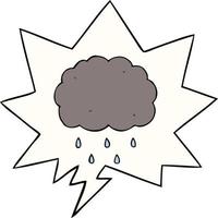 cartoon cloud raining and speech bubble vector