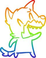 dibujo de línea de gradiente de arco iris dibujos animados de zorro riendo vector