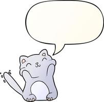 very happy cute cartoon cat  and speech bubble in smooth gradient style
