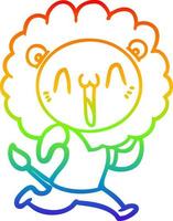 rainbow gradient line drawing happy cartoon lion vector