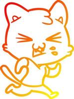 warm gradient line drawing cartoon cat hissing vector
