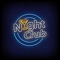 night club Neon Sign On Brick Wall Background Vector