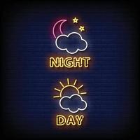 Neon Sign night day with Brick Wall Background Vector