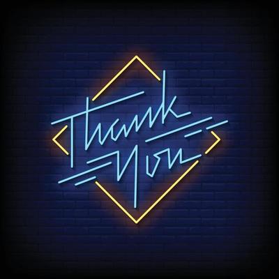 Neon Sign thank you with Brick Wall Background Vector