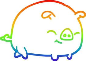 rainbow gradient line drawing cartoon pig vector
