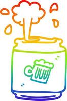 rainbow gradient line drawing cartoon can of beer vector