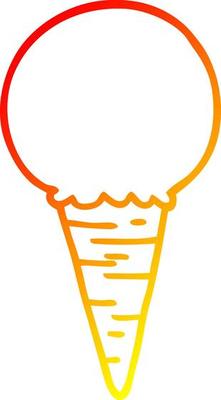 warm gradient line drawing cartoon ice cream cone