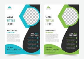 Business Gym Fitness  Flyer green and blue color design corporate template design for annual report company leaflet cover