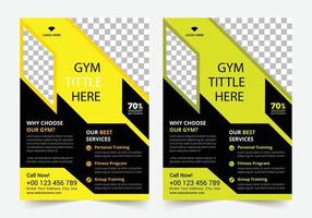 healthy workout fitness body building and gym flyer A4 size corporate template design for annual report company leaflet cover vector