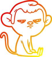 warm gradient line drawing cartoon annoyed monkey vector