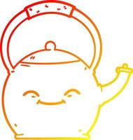 warm gradient line drawing cartoon kettle vector