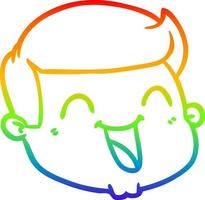 dibujo de línea de gradiente de arco iris cara masculina de dibujos animados feliz vector