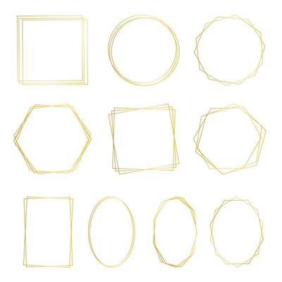 Geometric golden frames set vector