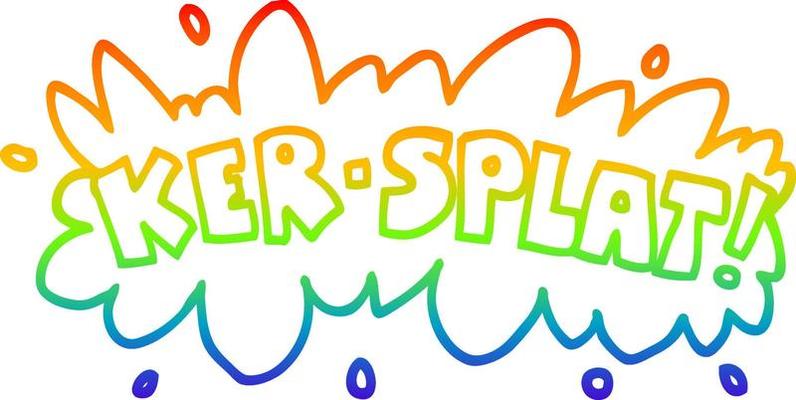 rainbow gradient line drawing cartoon wording ker-splat