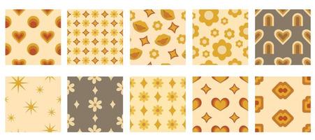 A set of patterns in the retro style of the 70s. Abstract patterns. Retro patterns. vector