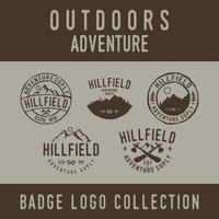 Badge Logo Vintage Hand Drawn Hipster Adventure Outdoor Collection Set vector