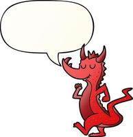 cartoon cute dragon and speech bubble in smooth gradient style