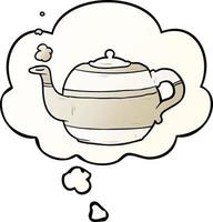 cartoon teapot and thought bubble in smooth gradient style vector