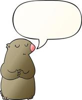 cute cartoon bear and speech bubble in smooth gradient style vector