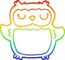 búho de dibujos animados de dibujo de línea de gradiente de arco iris vector