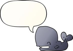 cartoon whale and speech bubble in smooth gradient style vector