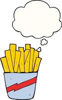 cartoon box of fries and thought bubble vector