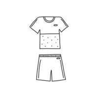 Doodle outline big tennis women s sportswear including top and skirt isolated on white background. vector