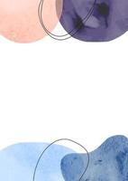 Modern minimalist art background with oval shapes and doodles. Hand painted brush vector texture. Watercolor mid century illustration. Suitable for brochures, wall decor, postcards, newsletter, covers