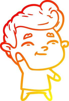 warm gradient line drawing happy cartoon man