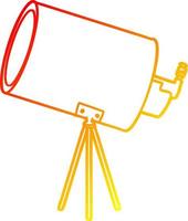 warm gradient line drawing cartoon big telescope vector