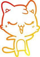 warm gradient line drawing cartoon cat vector