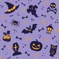 Seamless Pattern with Silhouette Halloween Elements vector