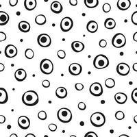 Black and white seamless pattern with random circled dots. vector