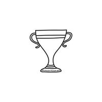 Doodle outline trophy cup icon isolated on white background. vector