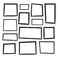 Set of hand drawn grunge painted square frames isolated on white background. vector