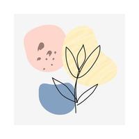 tarjeta contemporánea abstracta con manchas, puntos, flor de una línea aislada en fondo blanco. cartel minimalista de moda simple. vector