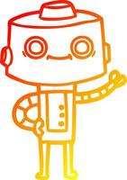 warm gradient line drawing cartoon robot vector