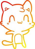 warm gradient line drawing cartoon happy cat vector