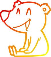 warm gradient line drawing sitting bear cartoon vector