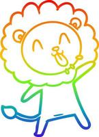 rainbow gradient line drawing happy cartoon lion vector