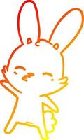 warm gradient line drawing curious bunny cartoon vector