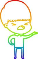 rainbow gradient line drawing cartoon stressed man vector