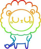 rainbow gradient line drawing cartoon lion vector